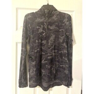 Lululemon Warm Stabilizer 1/2 Zip Hoodie Incognito Camo HTR Black Size 4